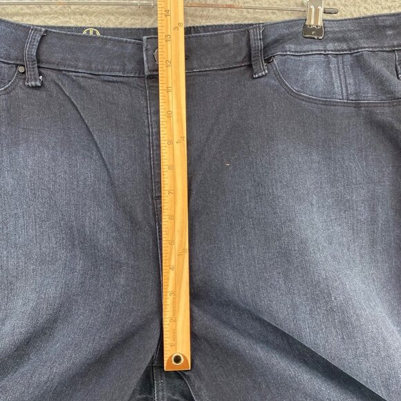 Hot In Hollywood Jean Women 2X Plus Navy Silky Denim Pull On Flare Vital Stretch - Picture 10 of 13